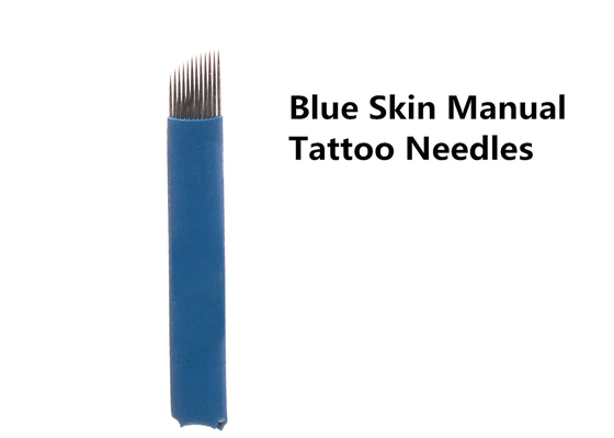 Blue Manual Tattoo Needles Microblading For Eyeliner Lips Permanent Makeup